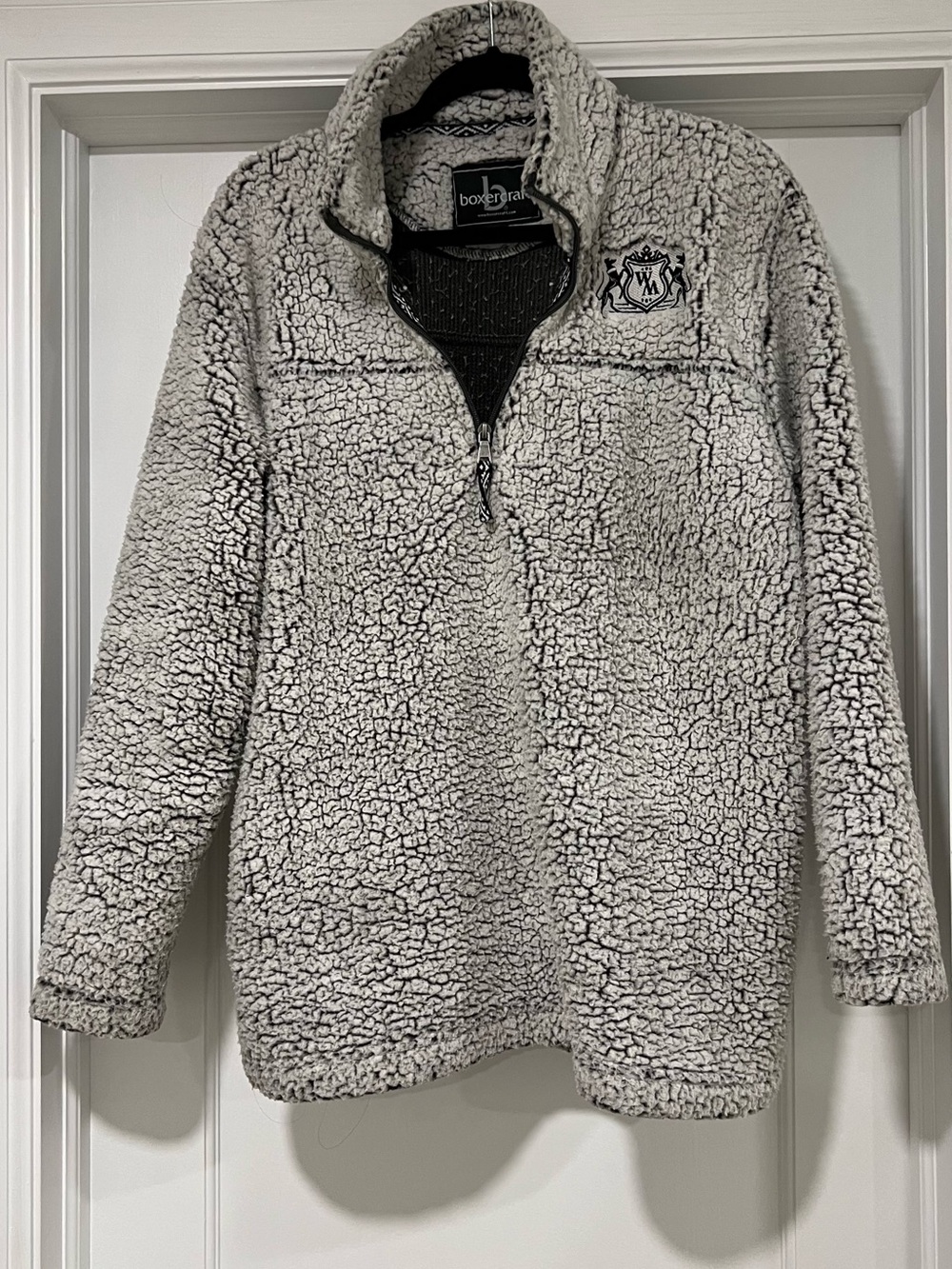 boxercraft Women's Light Gray Teddy Sherpa Quarter-Zip Jacket
